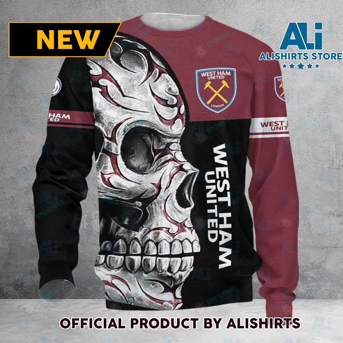 West Ham United FC Premier League Skull Sweater