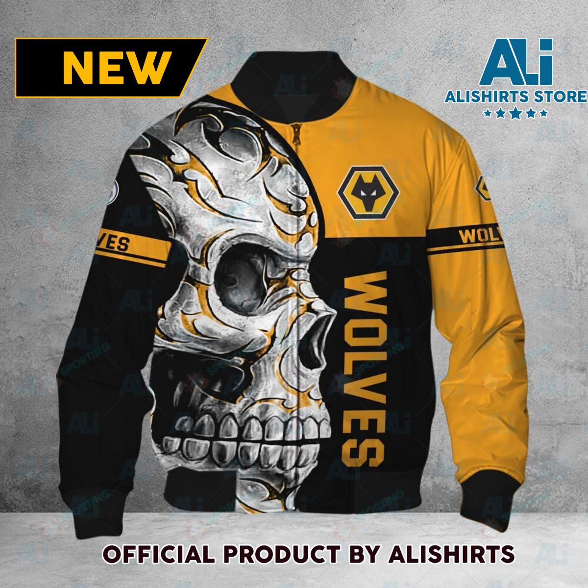 Wolverhampton Wanderers FC Premier League Skull Bomber Jacket