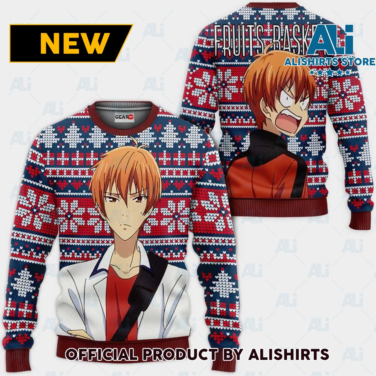 Kyo Sohma Ugly Christmas Sweater Custom Anime Fruits Basket