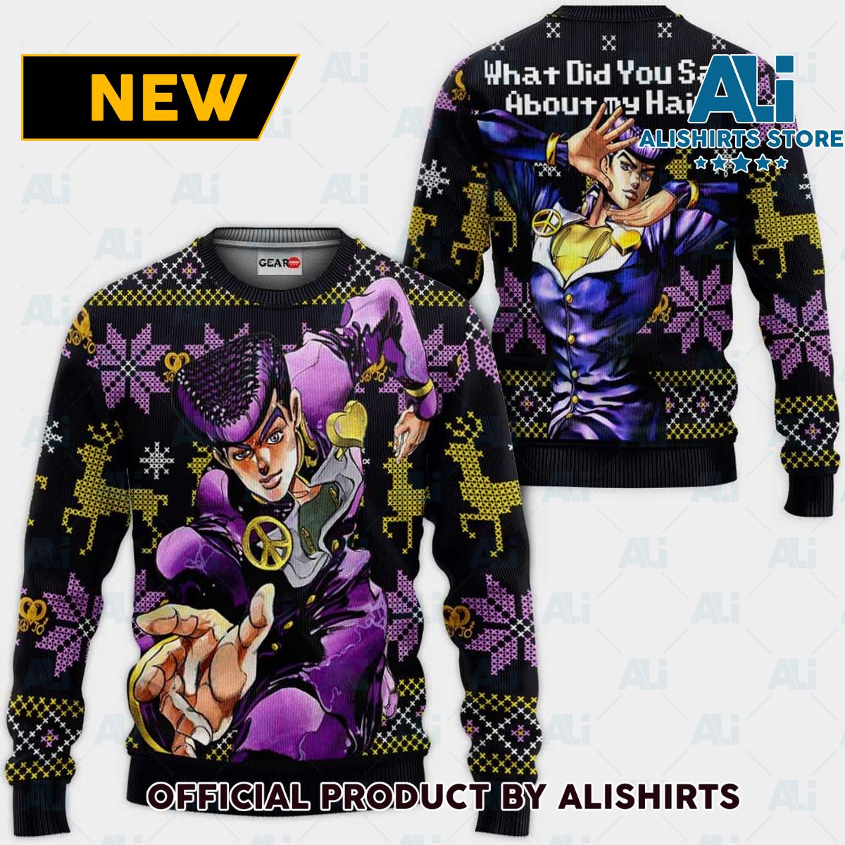 Josuke Higashikata Ugly Christmas Sweater Custom Anime Jojo‚ÄôS Bizzare Adventure