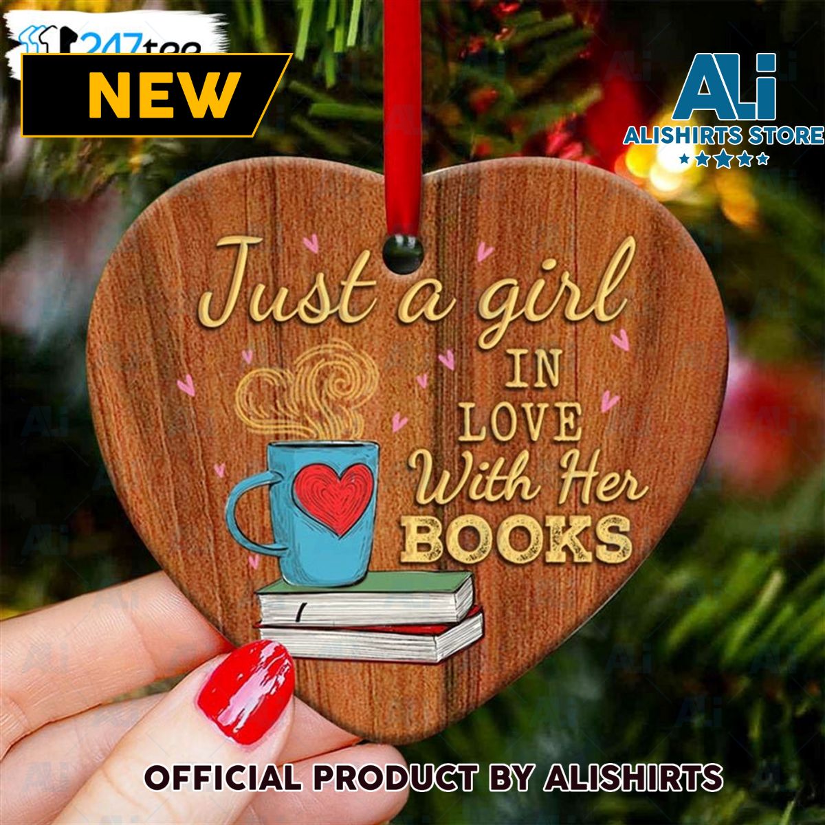 Just The Girl In Love With Her Books Ceramic Ornament Tree