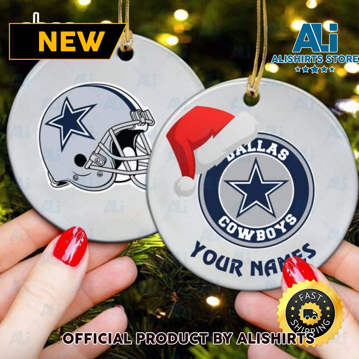 Dallas Cowboy Christmas Personalized NFL Football Ornaments