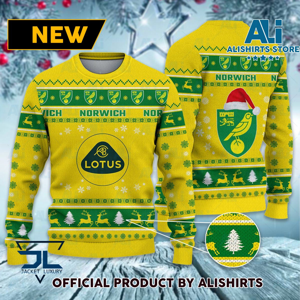 Norwich City FC logo EFL Championship Christmas Sweater