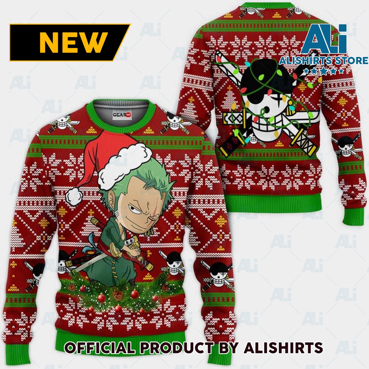 Zoro Ugly Christmas Sweater Custom One Piece Anime