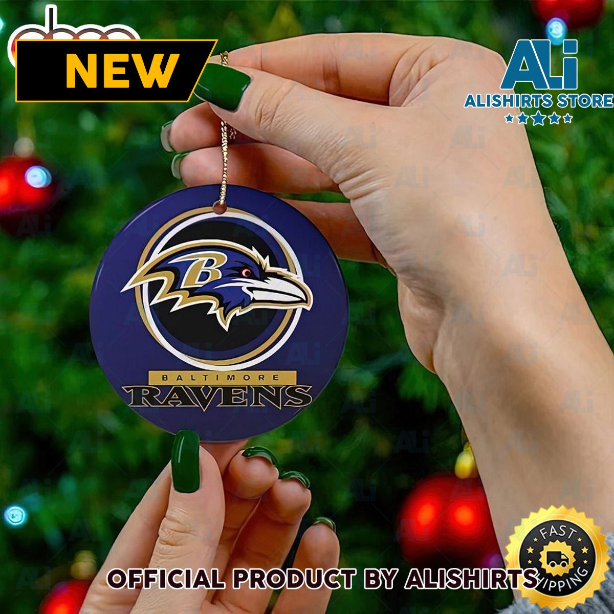 Baltimore Ravens Christmas 2022 NFL Football Ornament