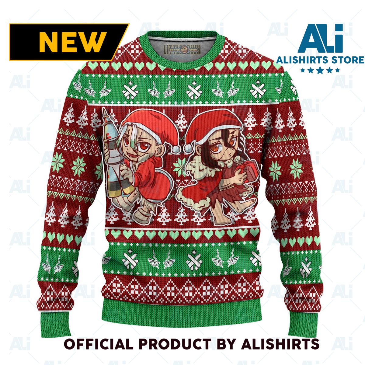 Senku X Tsukasa Anime Ugly Christmas Sweater Custom Dr Stone