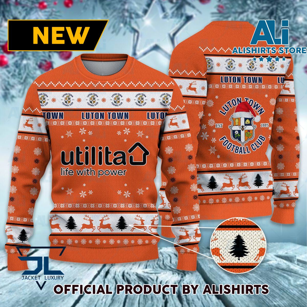 Luton Town FC logo EFL Championship Christmas Sweater