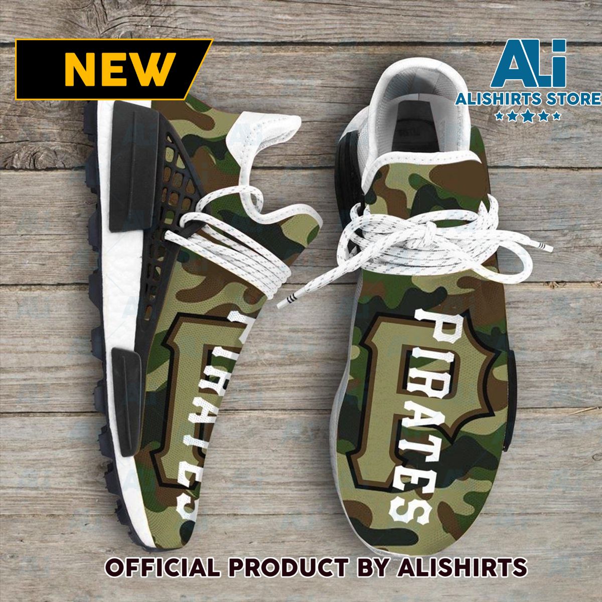 Camo Camouflage Pittsburgh Pirates MLB Sport Teams NMD Human Race Adidas NMD Sneakers