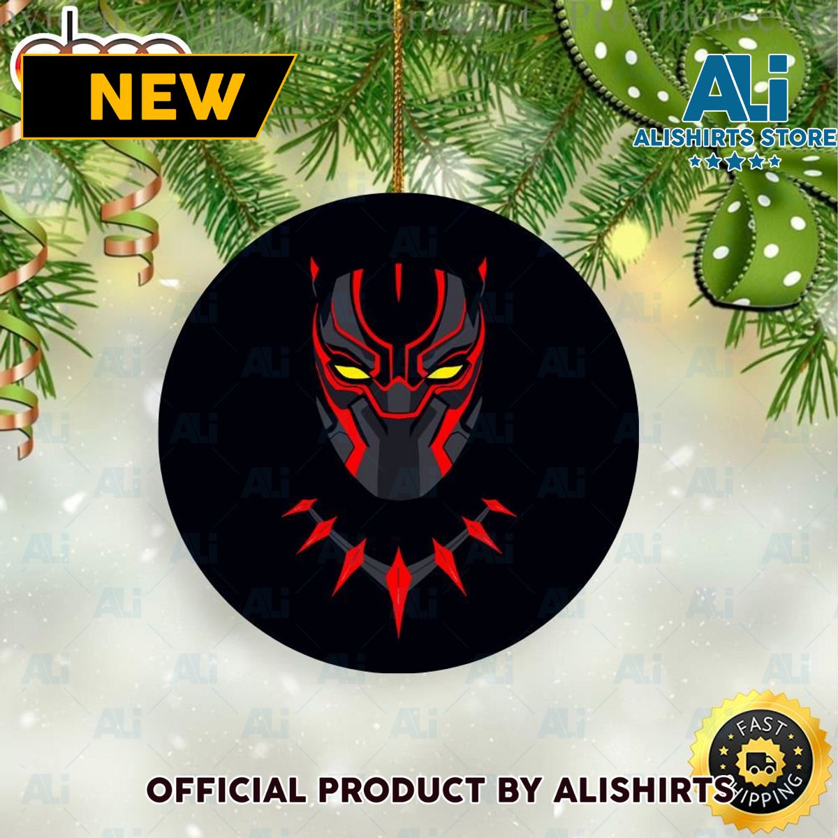 Black Panther Marvel Logo Superhero Marvel Christmas Tree Ornament