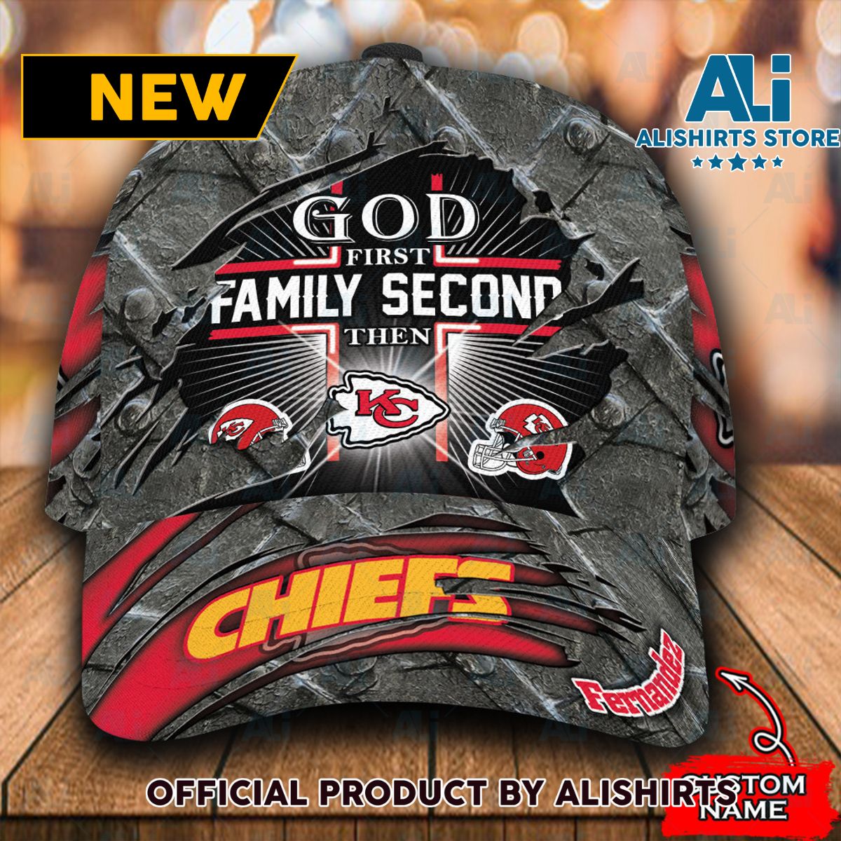 Personalized Kansas City Chiefs God First Family Second Classic Cap