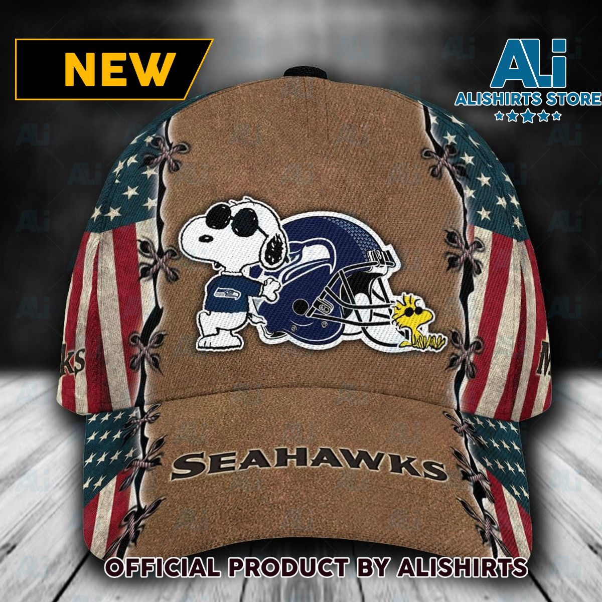 Personalized Seattle Seahawks Snoopy USA Flag Classic Cap