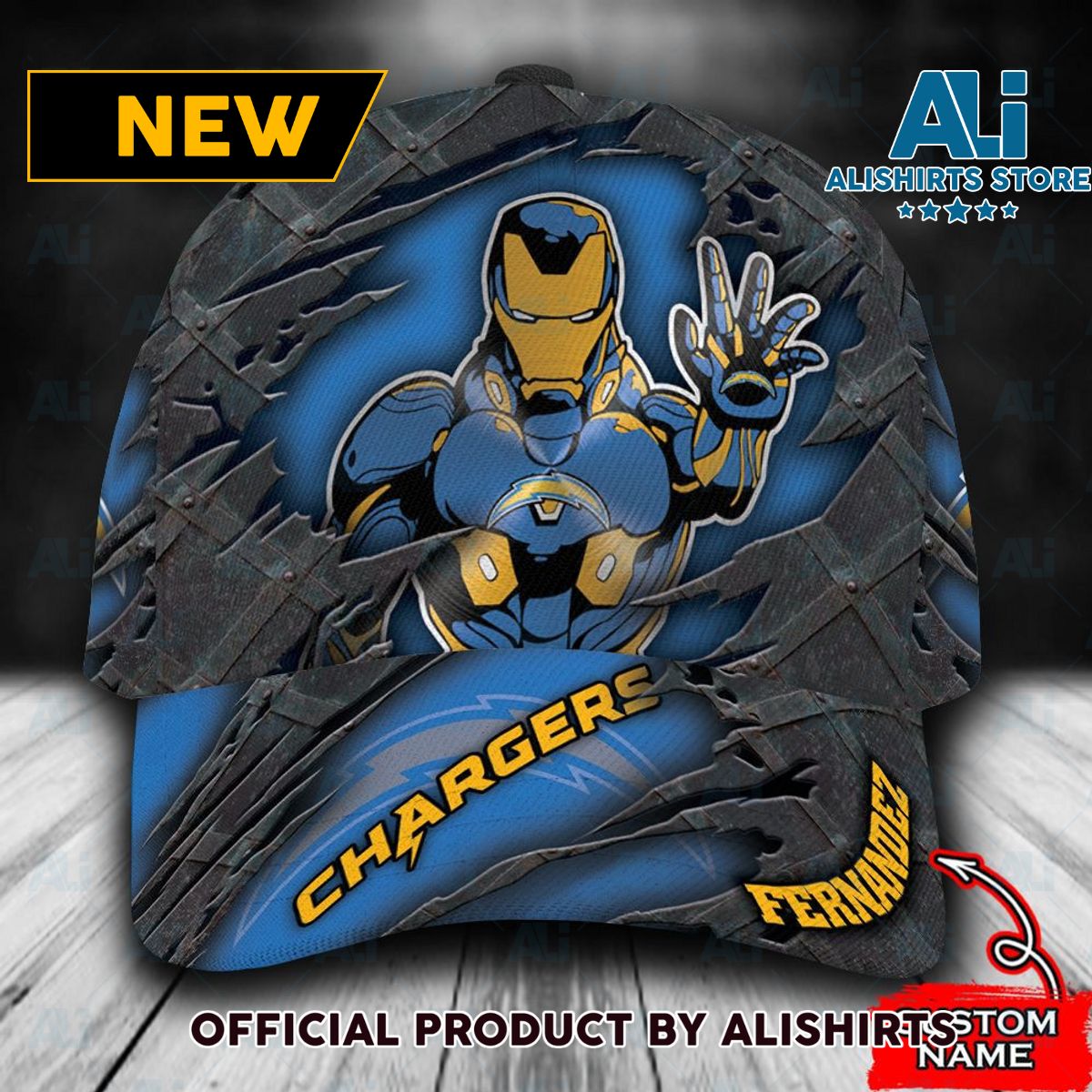 Personalized Los Angeles Chargers Iron Man Classic Cap