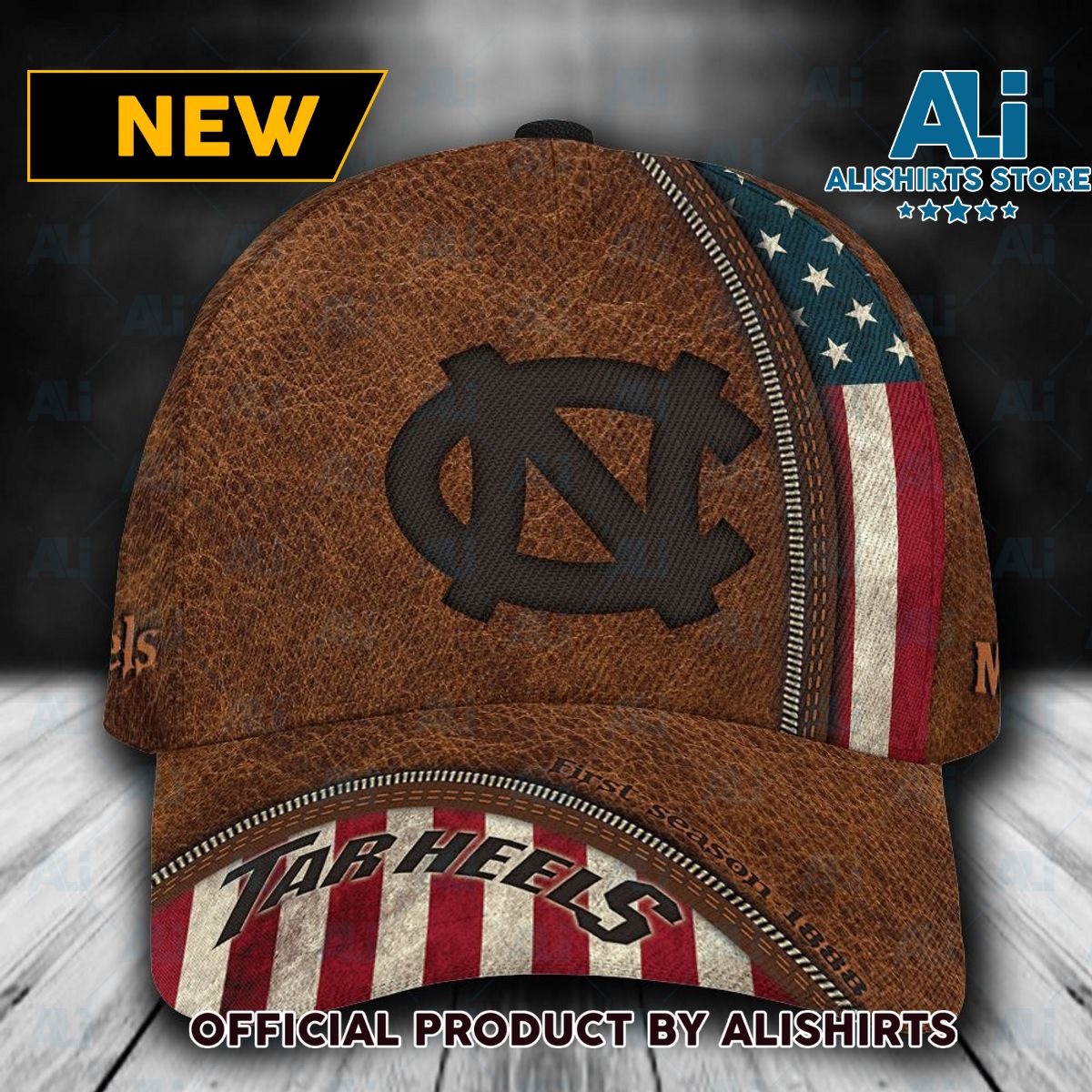 Personalized North Carolina Tar Heels USA Flag Zipper Classic Cap