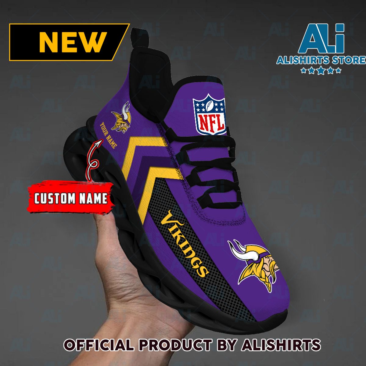 NFL Minnesota Vikings Team Logo Custom Name Max Soul Shoes