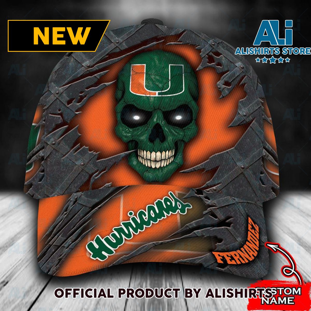 Personalized Miami Hurricanes Skull Classic Cap