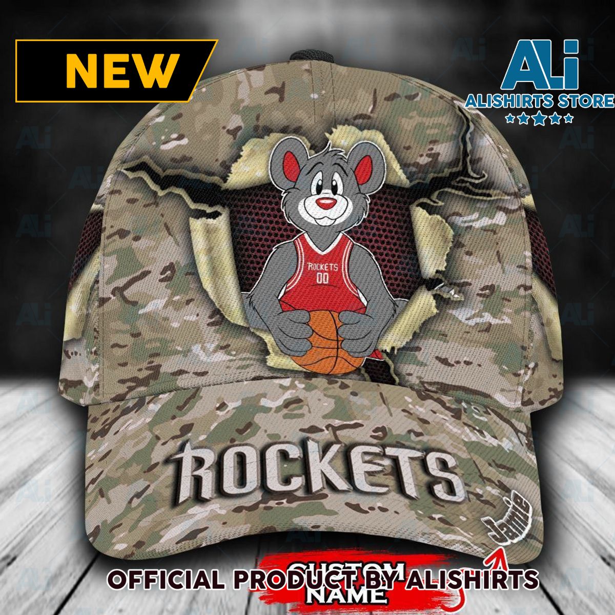 Personalized Houston Rockets Camo Pattern Classic Cap