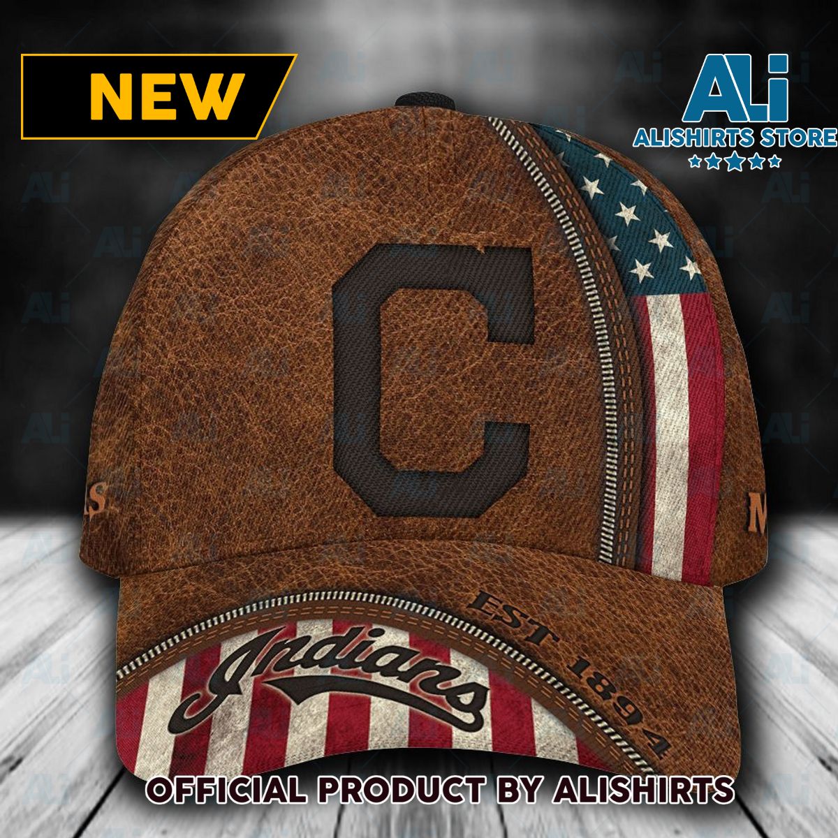 Personalized Cleveland Indians USA Flag Zipper Classic Cap