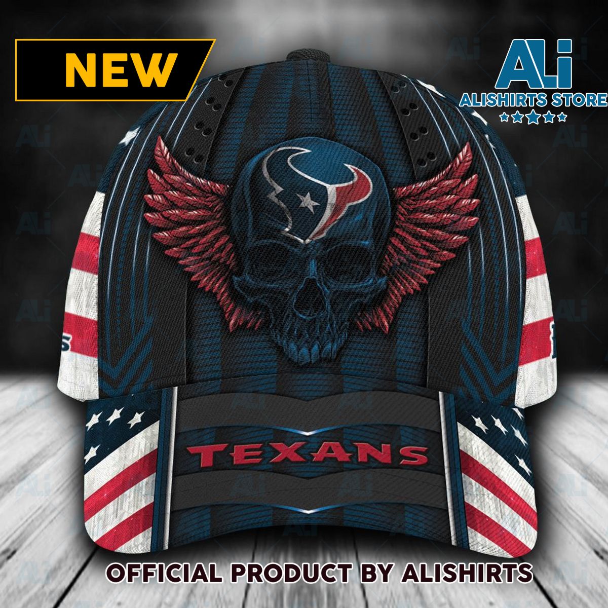 Personalized Houston Texans Luxury Skull USA Flag Classic Cap