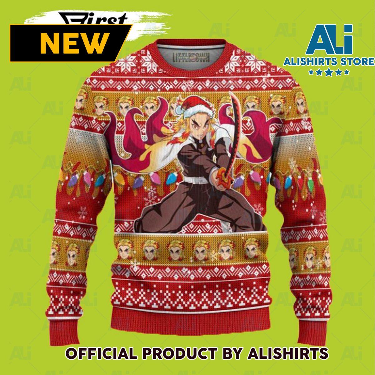 Demon Slayer Kyojuro Rengoku Anime Ugly Christmas Sweater 3D