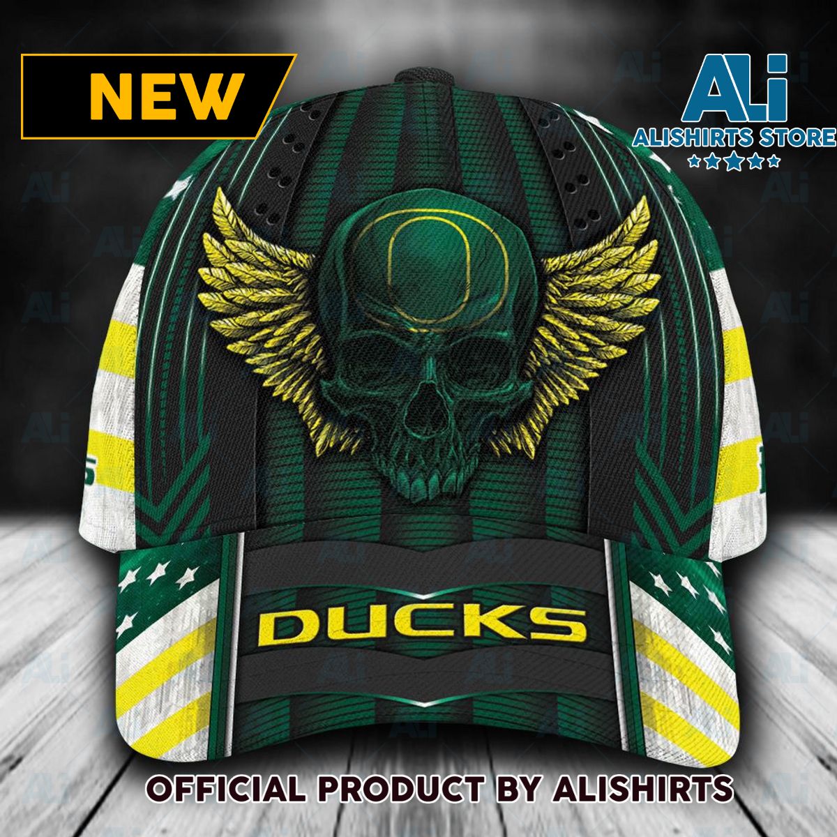 Personalized Oregon Ducks Skull Wings Classic Cap