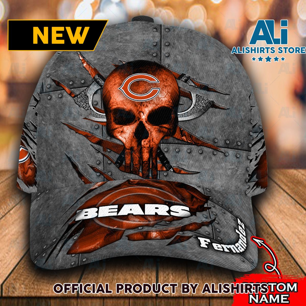 Personalized Chicago Bears Classic Skull Baseball Cap