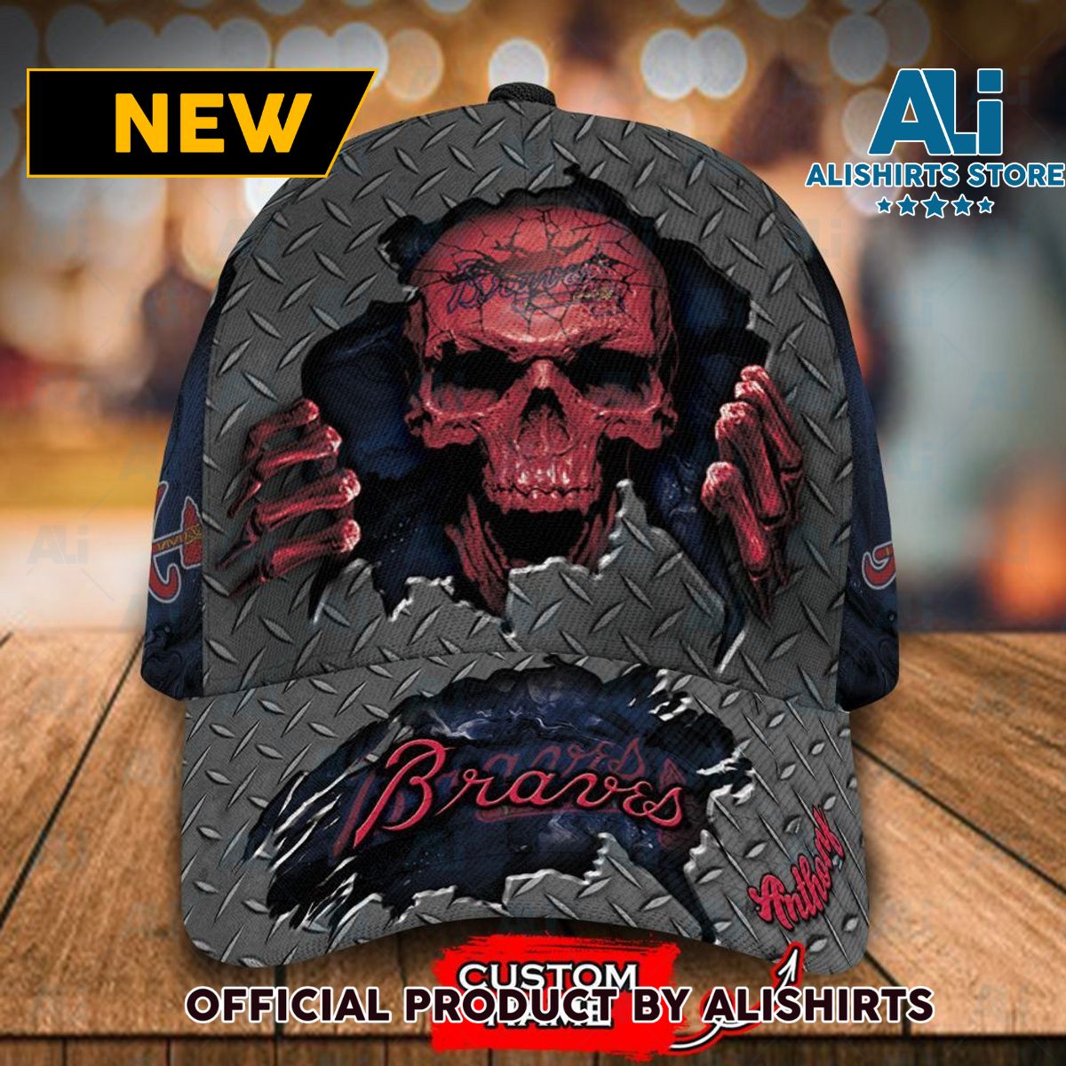 Personalized Atlanta Braves Skull Skeleton Classic Cap