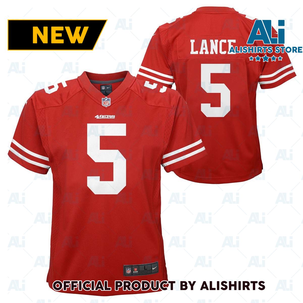 Nike San Francisco 49ers Trey Lance  5 Home NFL Football Jersey