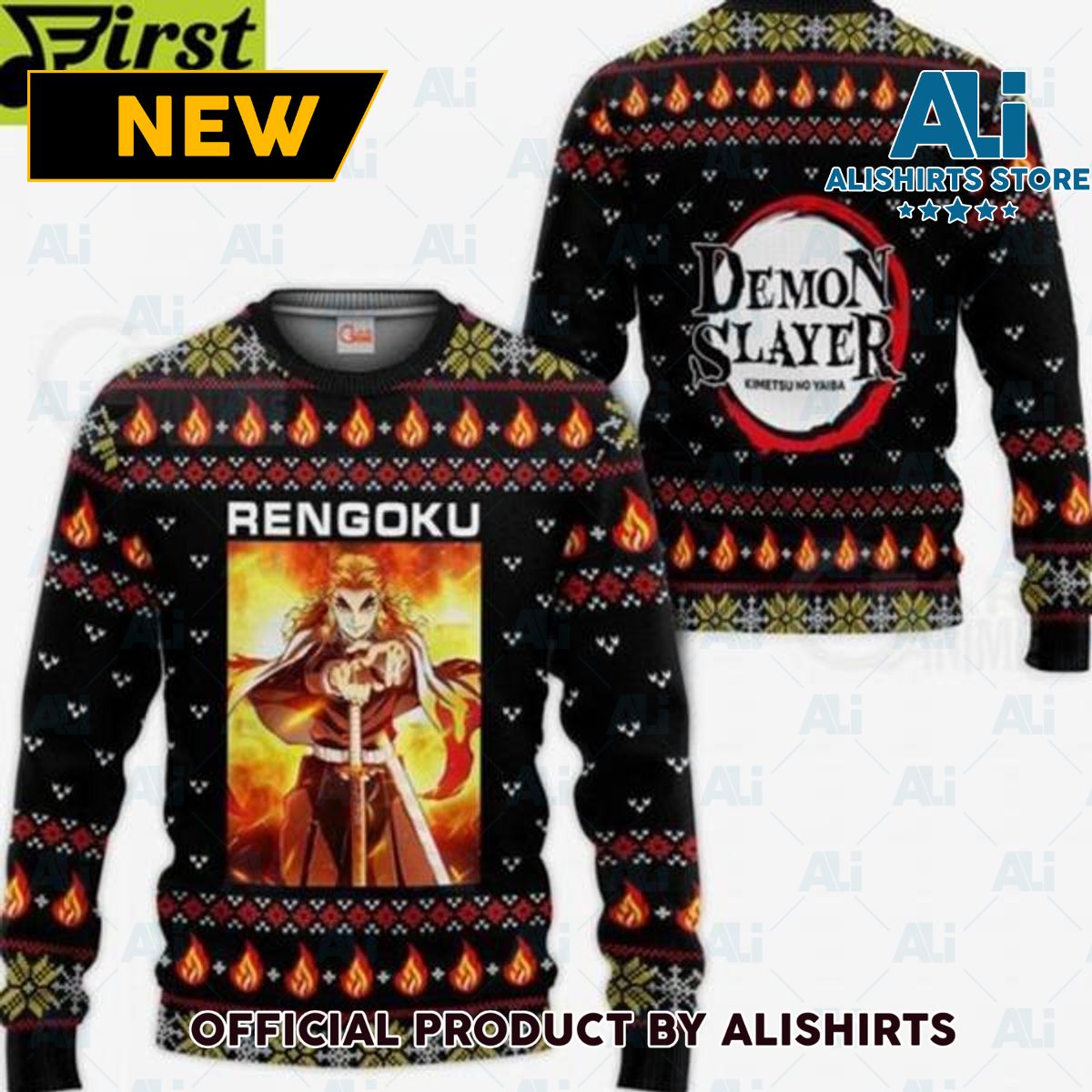 Kyojuro Rengoku Ugly Christmas Sweater Demon Slayer Anime Xmas