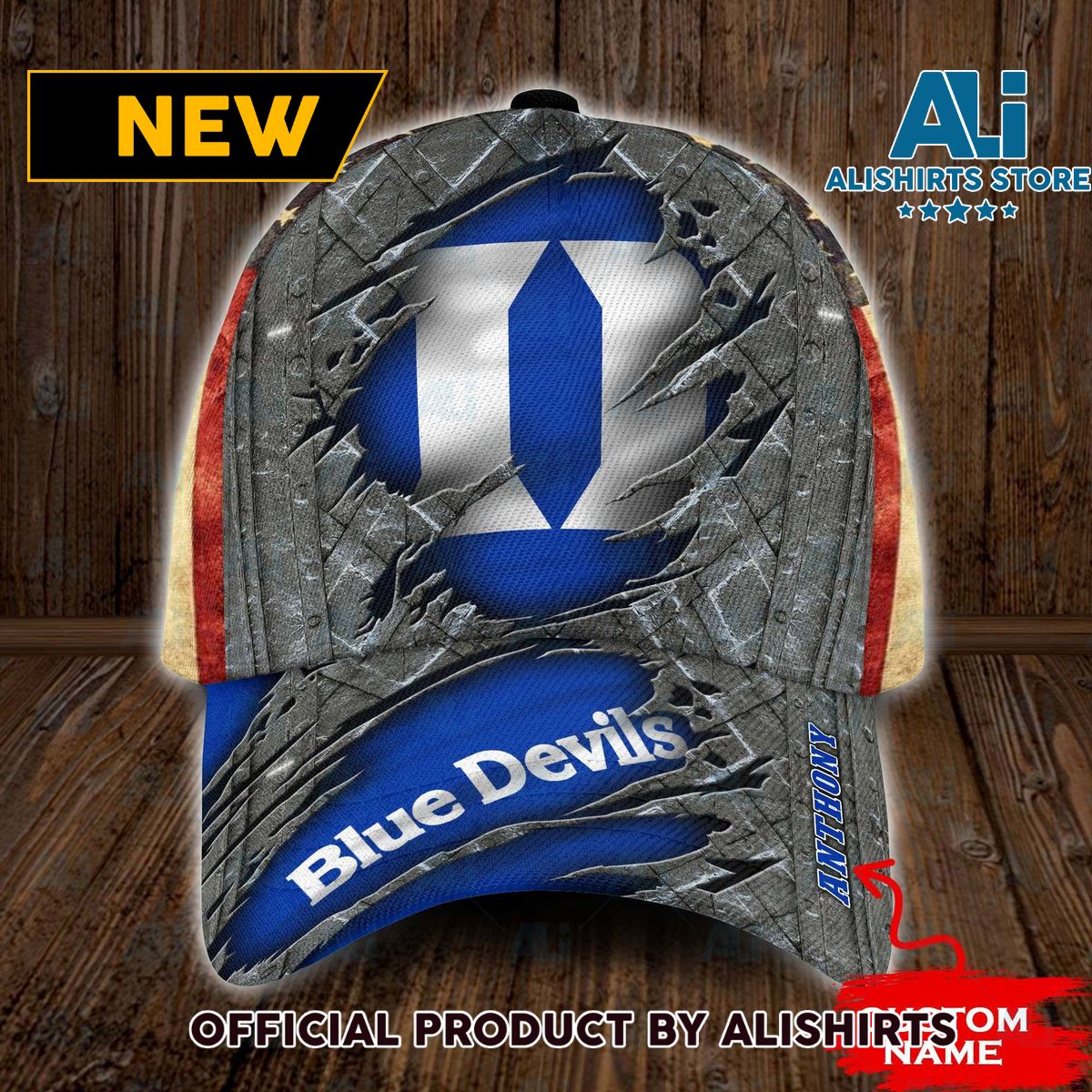 Personalized Duke Blue Devils USA Flag Classic Cap