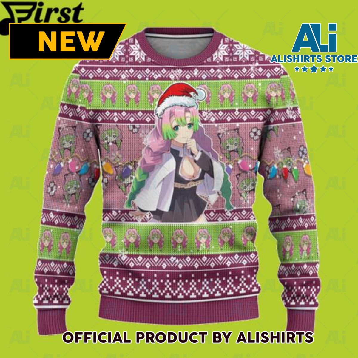 Mitsuri Kanroji Demon Slayer Chibi Demon Slayer Ugly Christmas Sweater - CC01