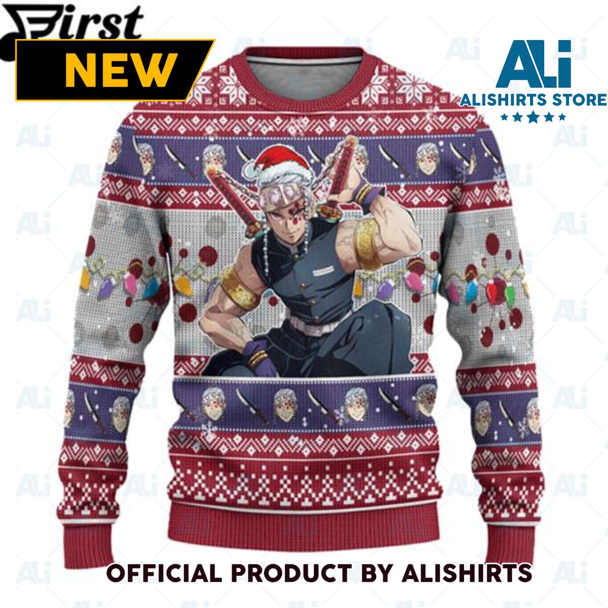 Ten Gen Zui Demon Slayer Chibi Premium Ugly Christmas Sweater