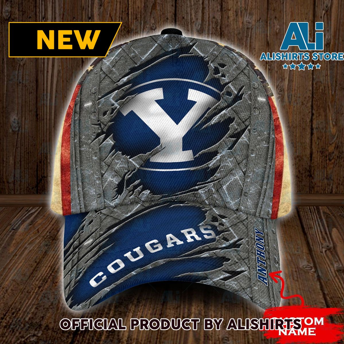 Personalized Byu Cougars USA Flag Classic Cap