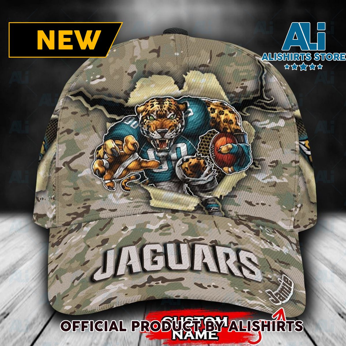 Personalized Jacksonville Jaguars Camo Mascot Classic Cap