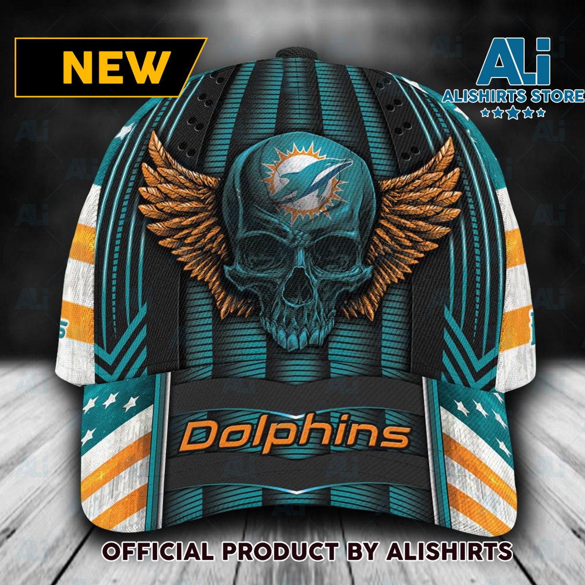 Personalized Miami Dolphins Skull Wings Classic Cap