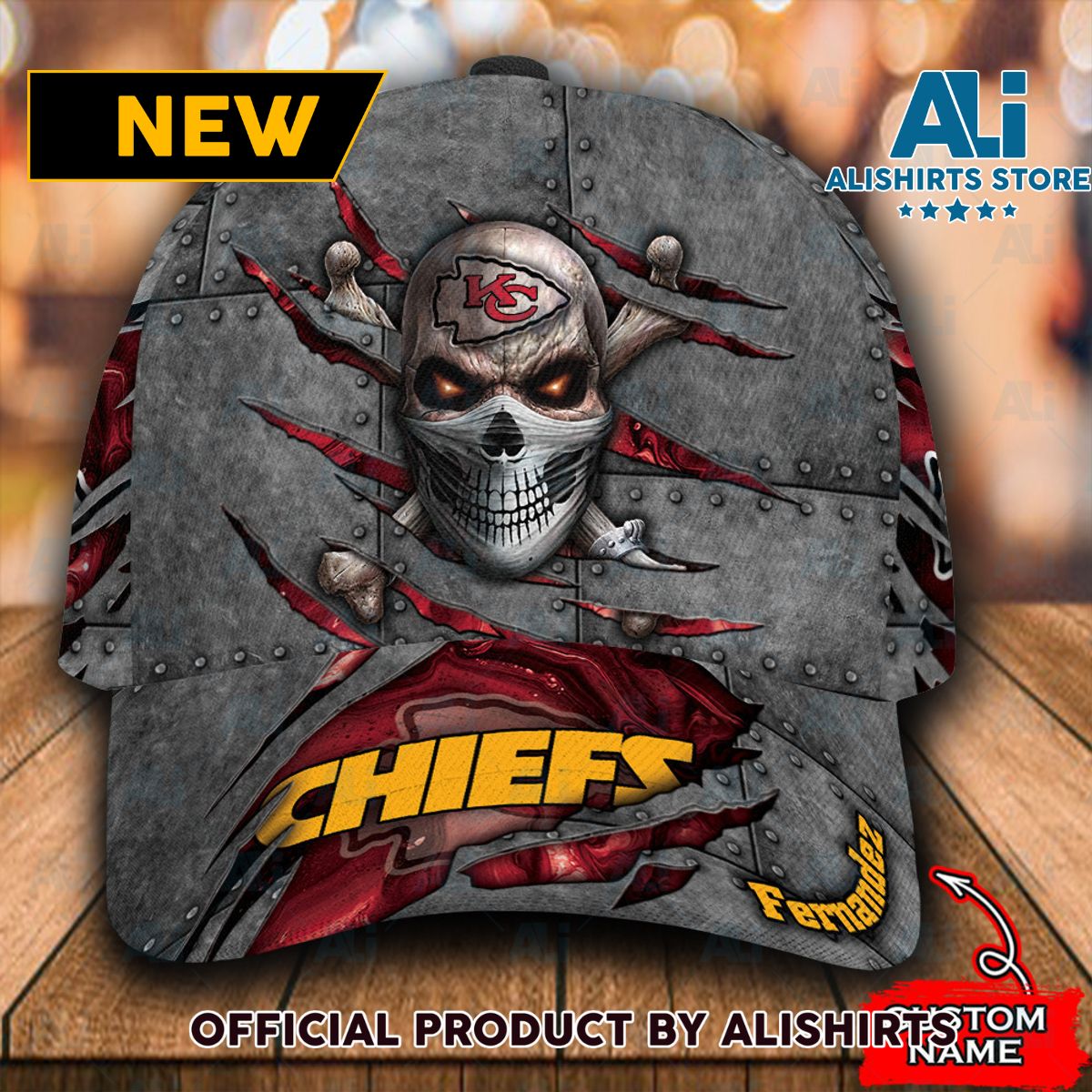 Personalized Kansas City Chiefs Skull Rivet Pattern Classic Cap