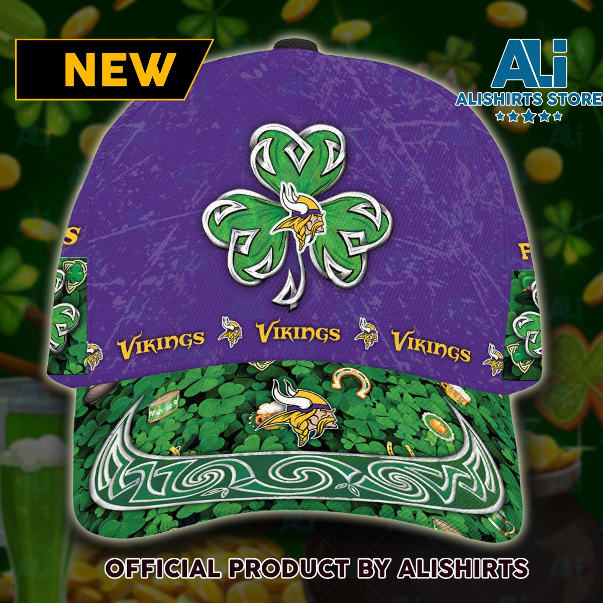 Personalized Minnesota Vikings St Patrick Day Classic Cap