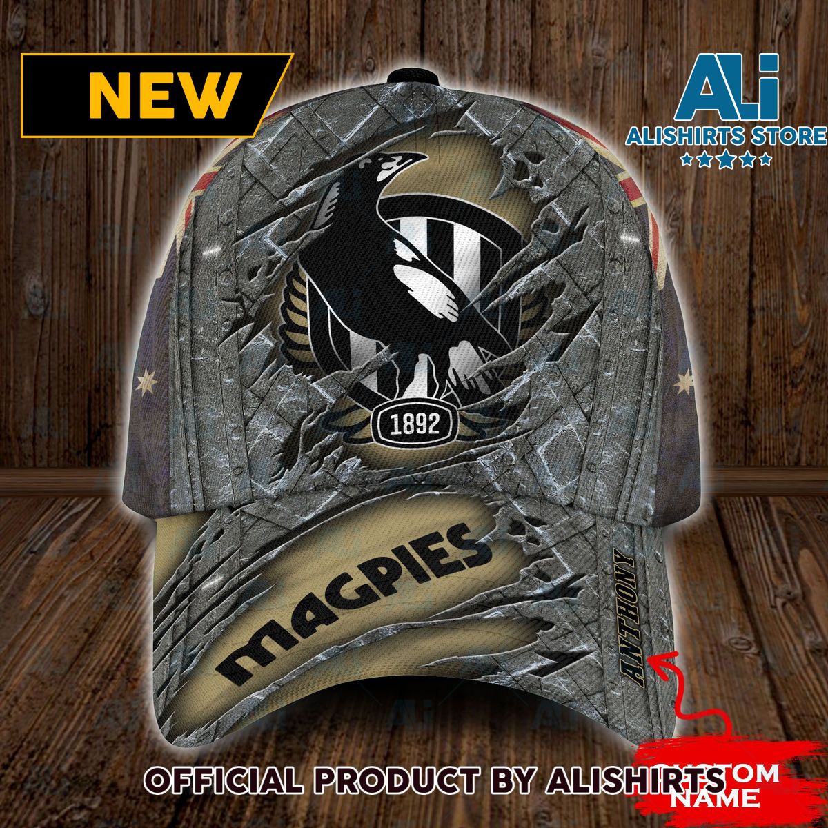 Personalized Collingwood Magpies Australian Flag Classic Cap