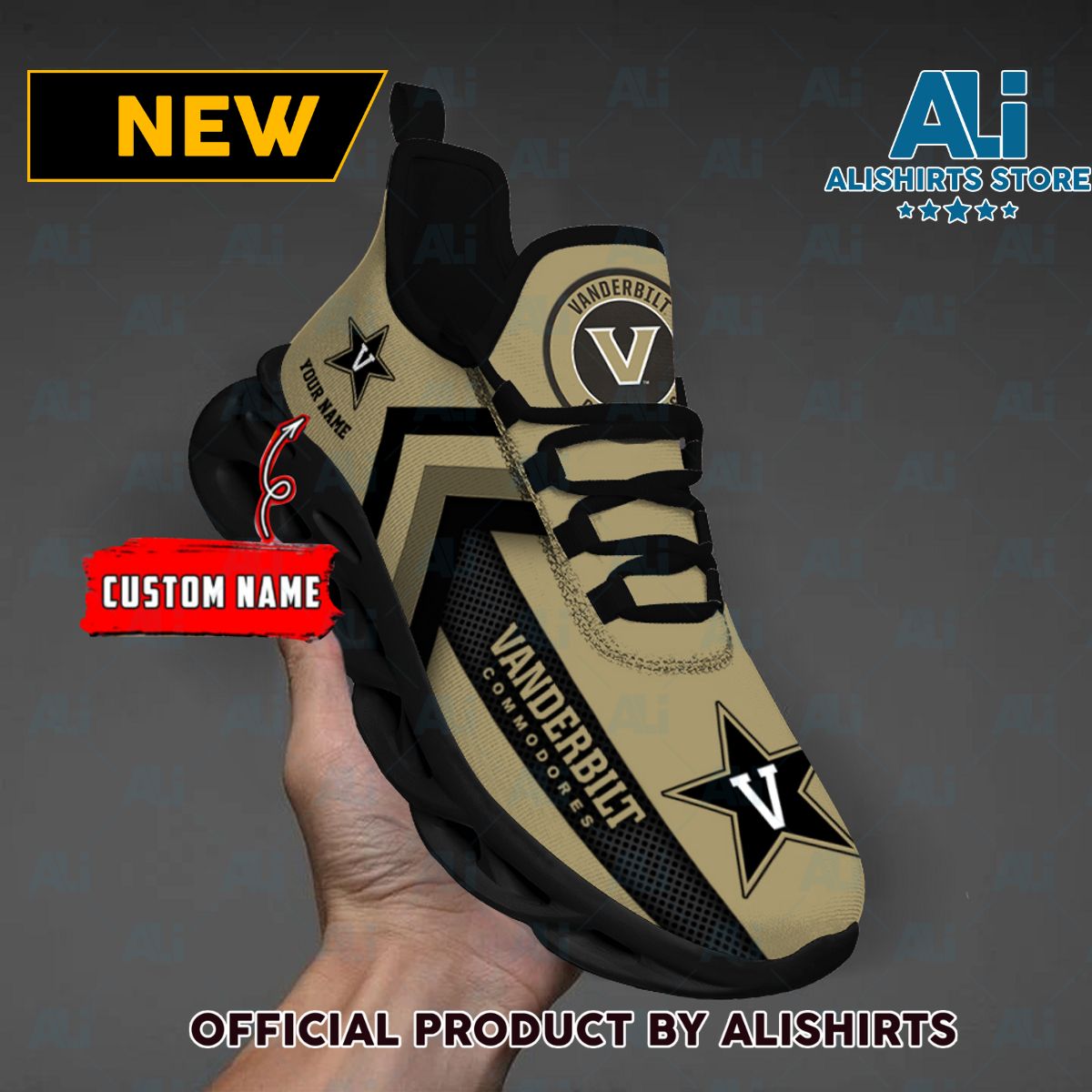 NCAA Vanderbilt Commodores Team Logo Custom Name Max Soul Shoes