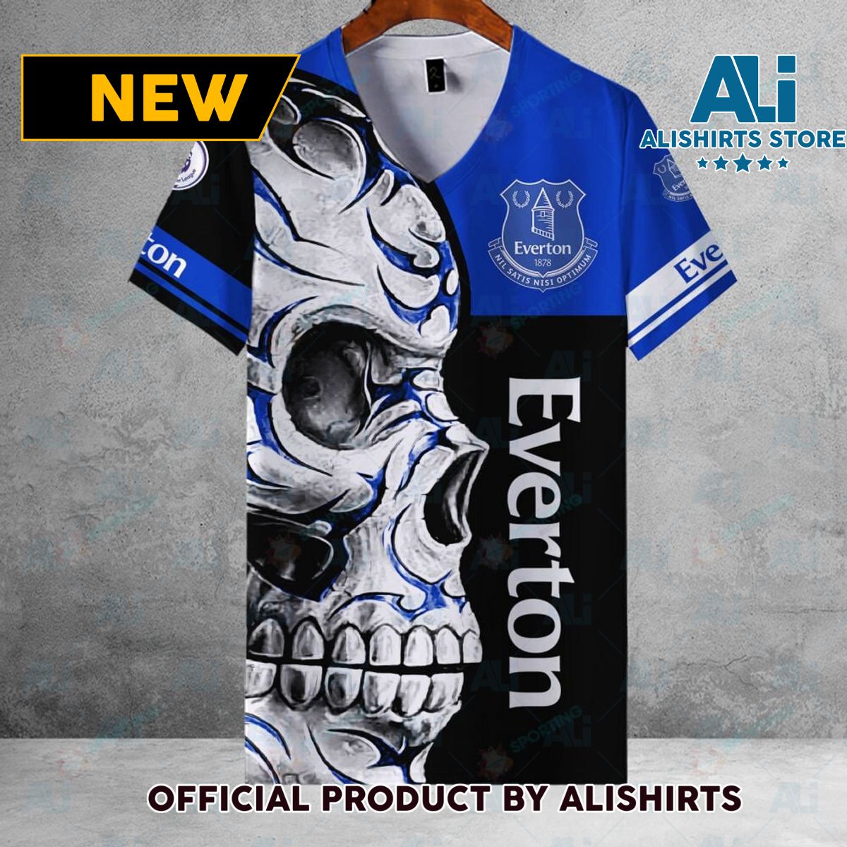 Everton FC EPL Skull Football Hawaiian shirt