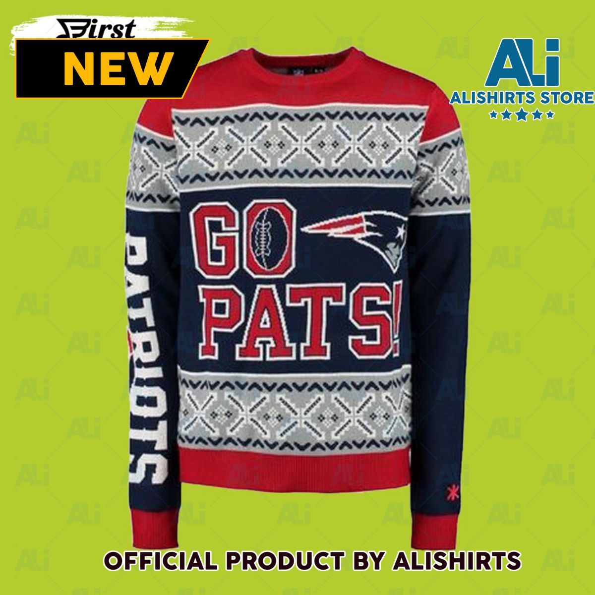 Go Pats New England Patriots Ugly Christmas Sweater