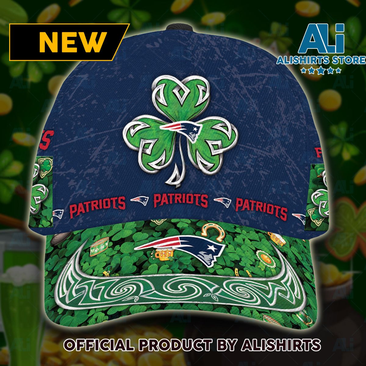 Personalized New England Patriots St Patrick Day Classic Cap