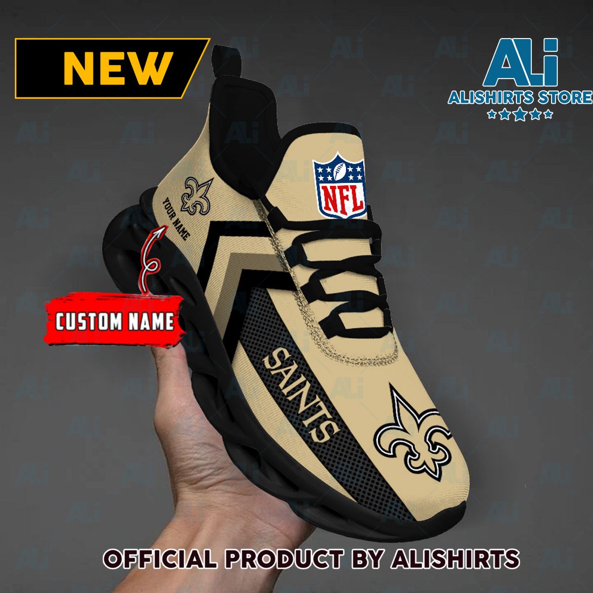 NFL New Orleans Saints Team Logo Custom Name Max Soul Shoes