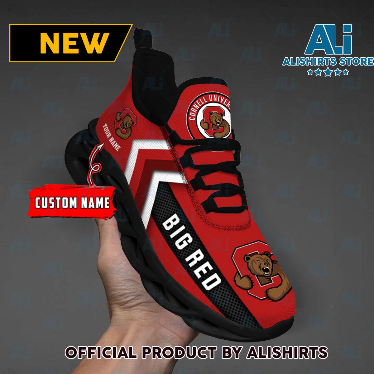 NCAA Cornell Big Red Team Logo Custom Name Max Soul Shoes