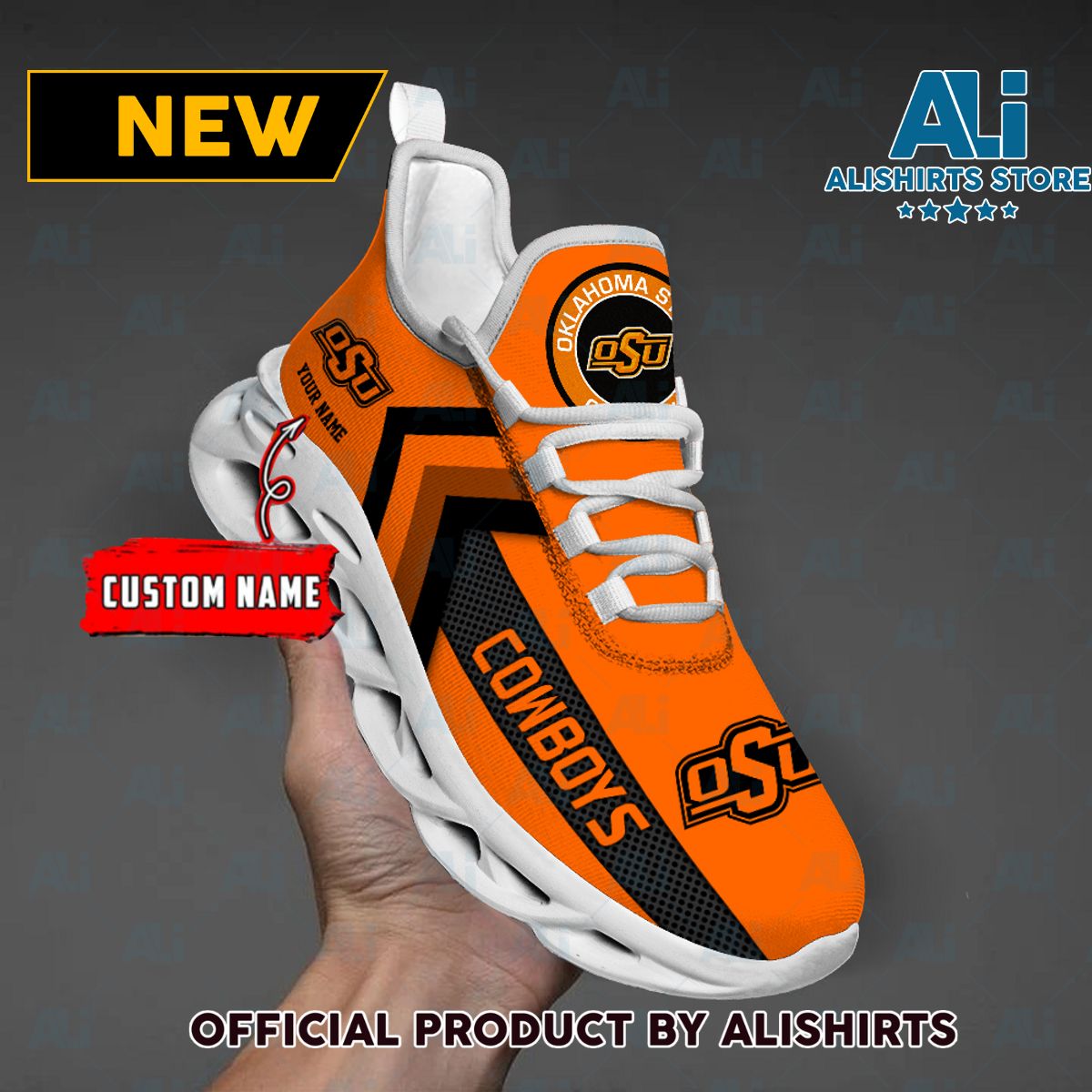 NCAA Oklahoma State CowboysPersonalized Custom Name Team Logo Custom Name Max Soul Shoes