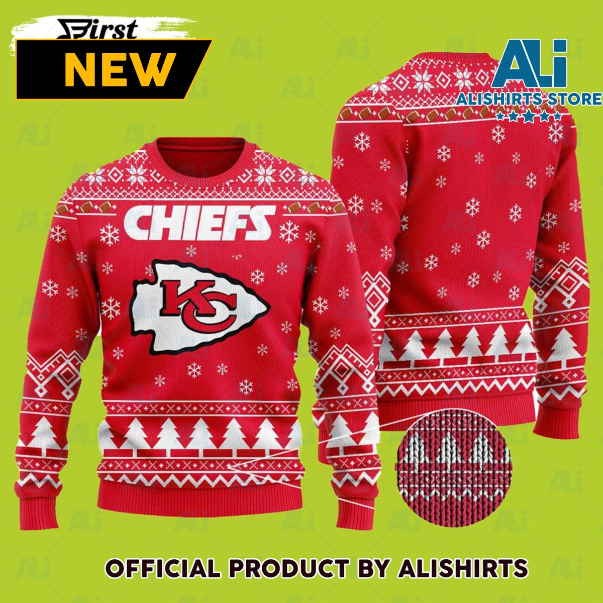 NFL Kansas City Chiefs Ugly Sweater Wool Material