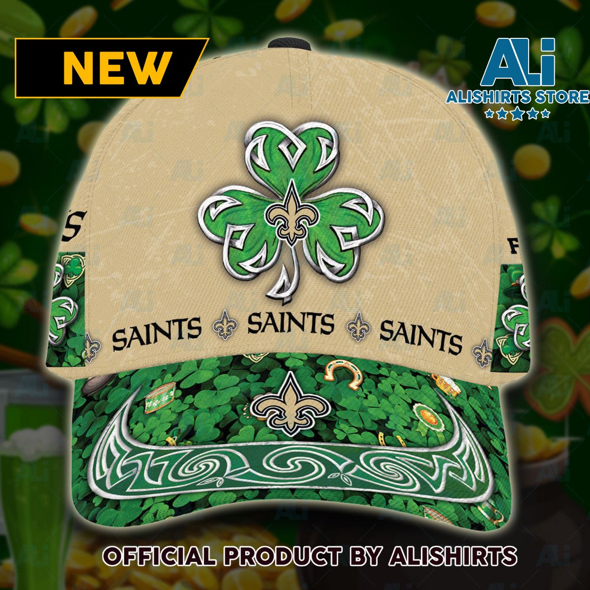 Personalized New Orleans Saints St Patrick Day Classic Cap