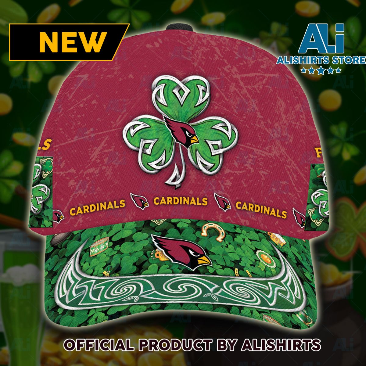 Personalized Arizona Cardinals St Patrick Day Classic Cap - PW11