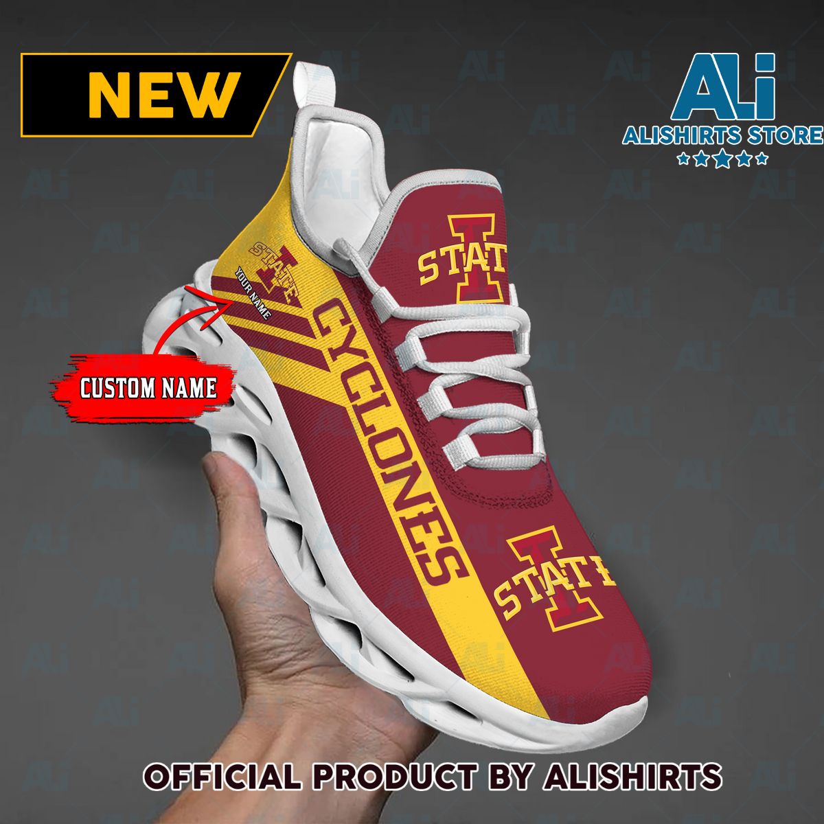 NCAA 1 Iowa State Cyclones Custom Name Max Soul Shoes