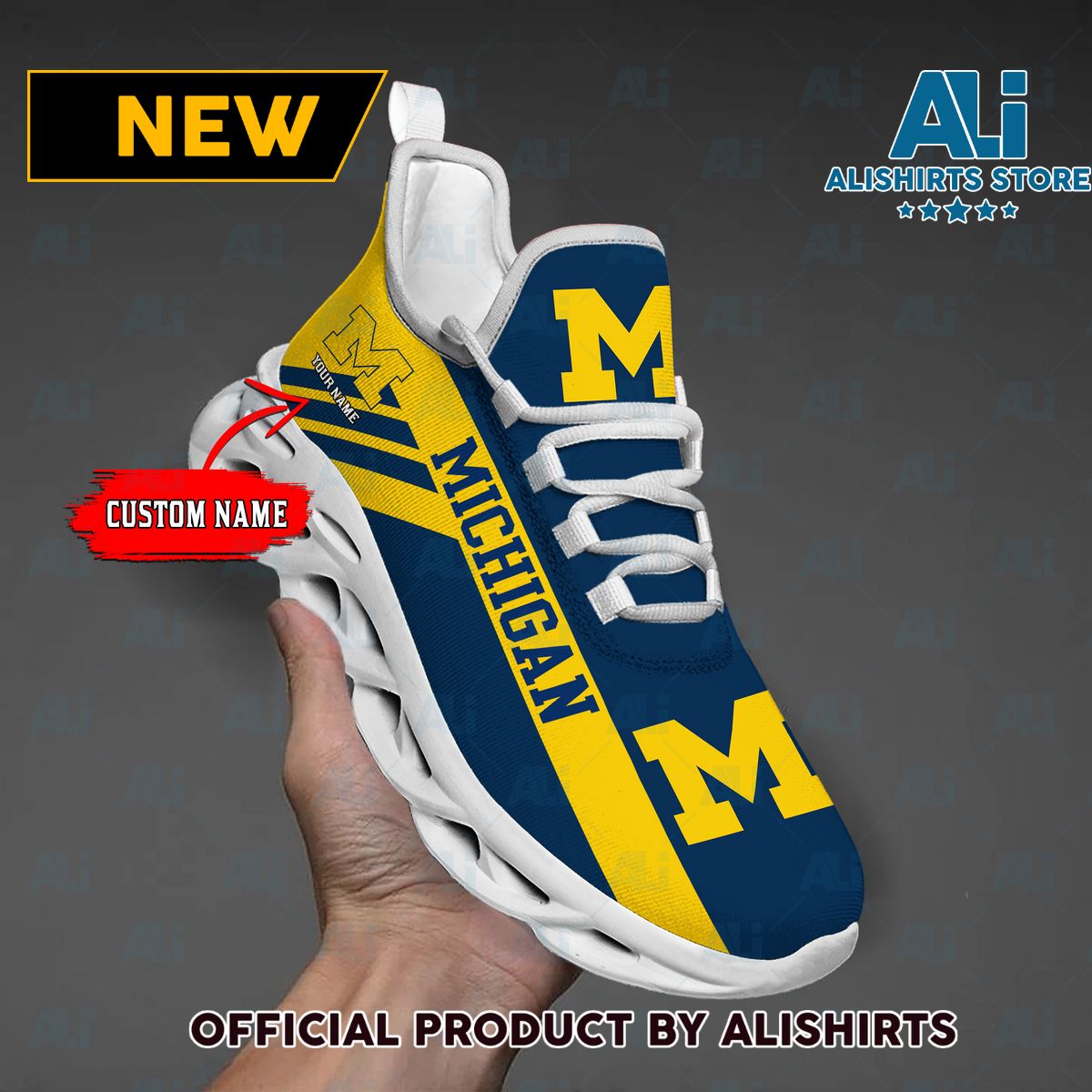 NCAA 1 Michigan Wolverines Custom Name Max Soul Shoes