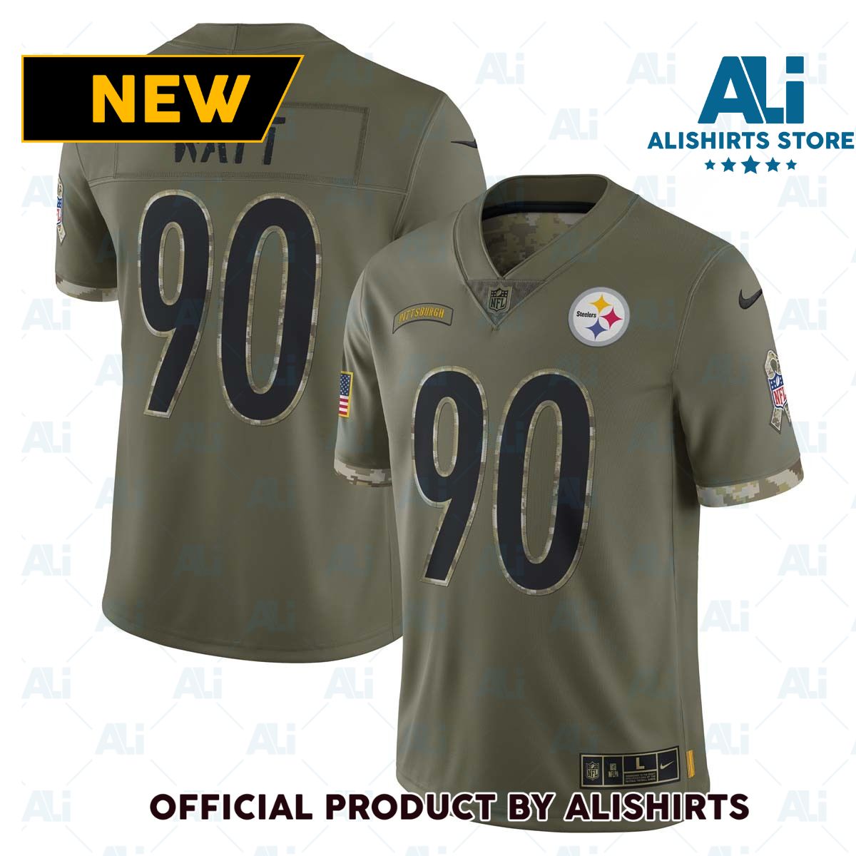 Nike Pittsburgh Steelers T. J. Watt  90 2022 Salute To Service NFL Football Jersey